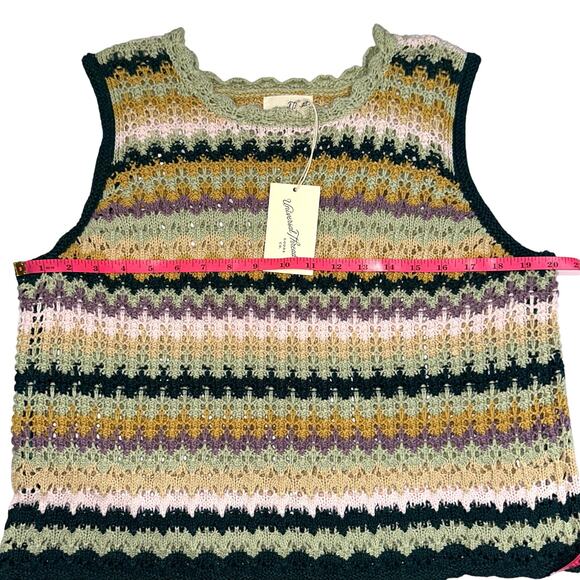 NWT Universal Thread Crochet Knit Green Multi Striped Sleeveless Top Size XXL - Picture 12 of 13